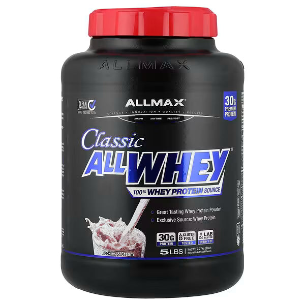 ALLMAX, CLASSIC ALLWHEY®, 100% Whey Protein Source, Cookies & Cream, 5 lbs. (2.27 kg)