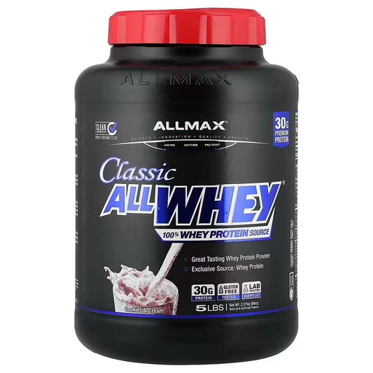 ALLMAX, CLASSIC ALLWHEY®, 100% Whey Protein Source, Cookies & Cream, 5 lbs. (2.27 kg)