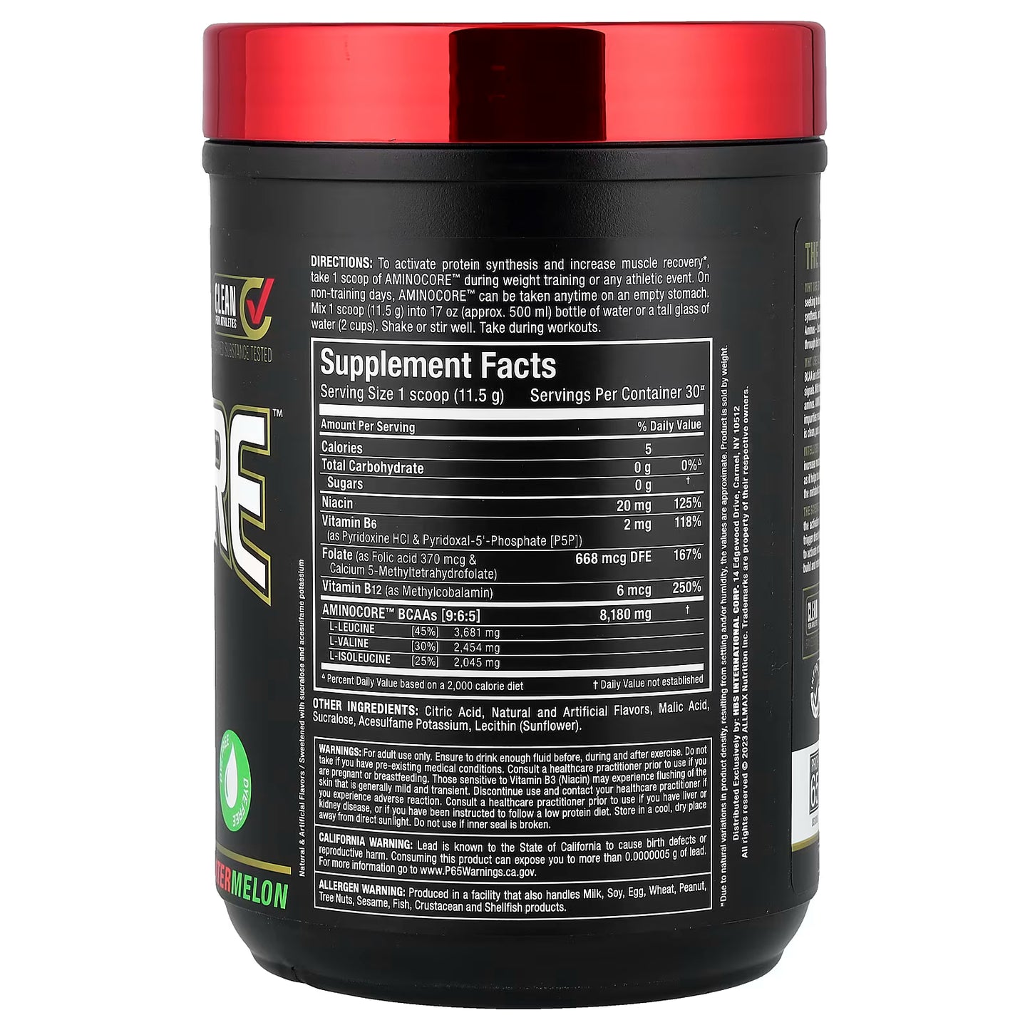 ALLMAX, AMINOCORE™ BCAA, Watermelon, 0.76 lbs (345 g)