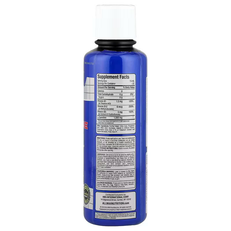 ALLMAX, Liquid L-Carnitine 1500, Blue Raspberry, 16 oz (473 ml)