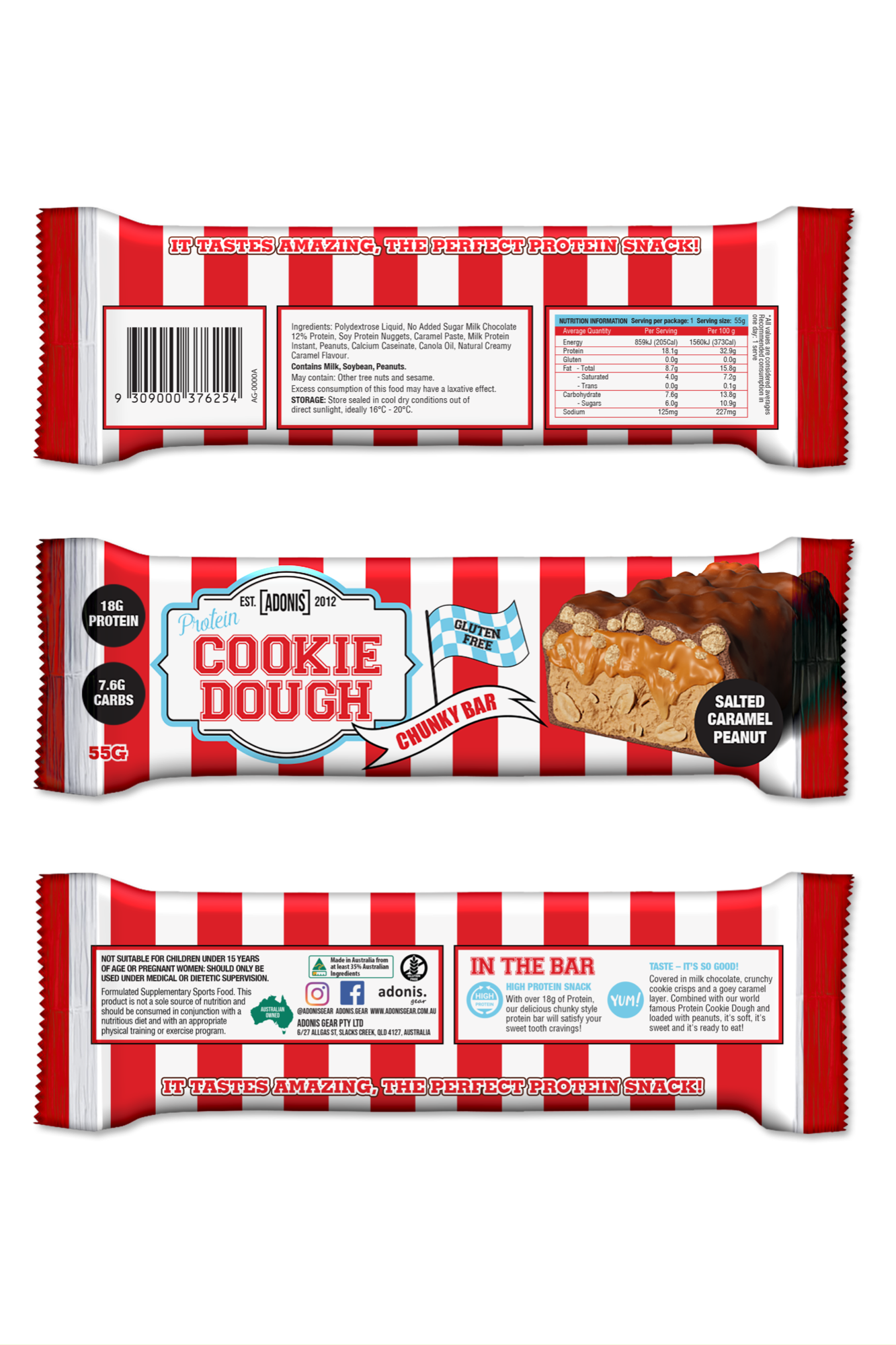 Adonis Gear Protein Cookie Dough Chunky Bar 55g