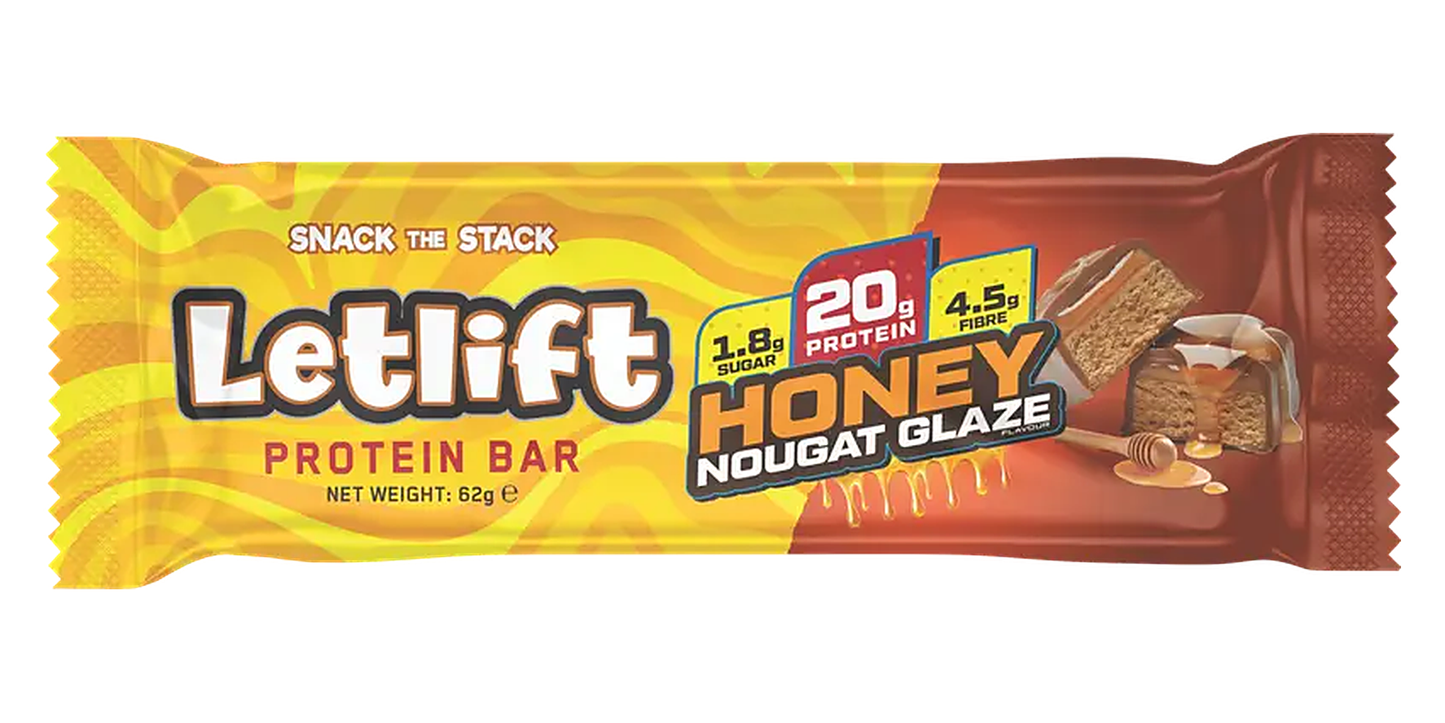 Letlift Protein Bar - 62g Honey Nougat Glazed