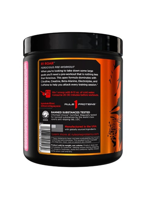 Rule One R1 ROAR Ferocious Pre-Workout - Fruit Punch Flavor (30 Servings)