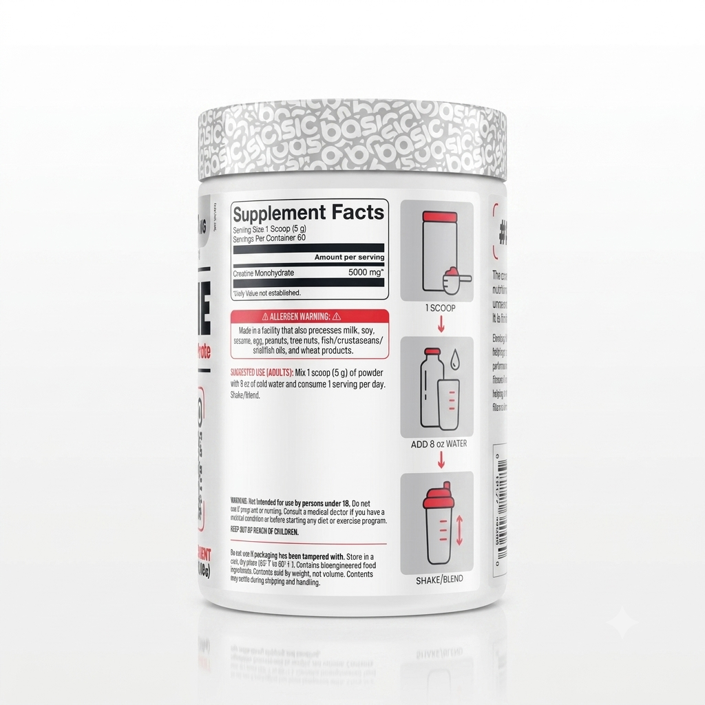 Basic Supplements Micronized Creatine Monohydrate - 300g